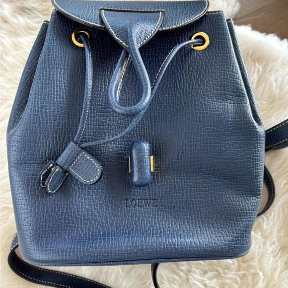 Loewe Navy Textured Backpack - Picture 3 of 4